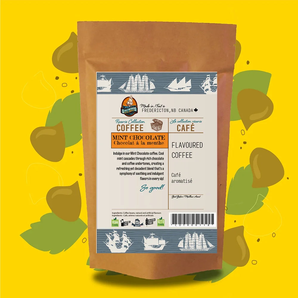 Mint Chocolate flavoured coffee back label