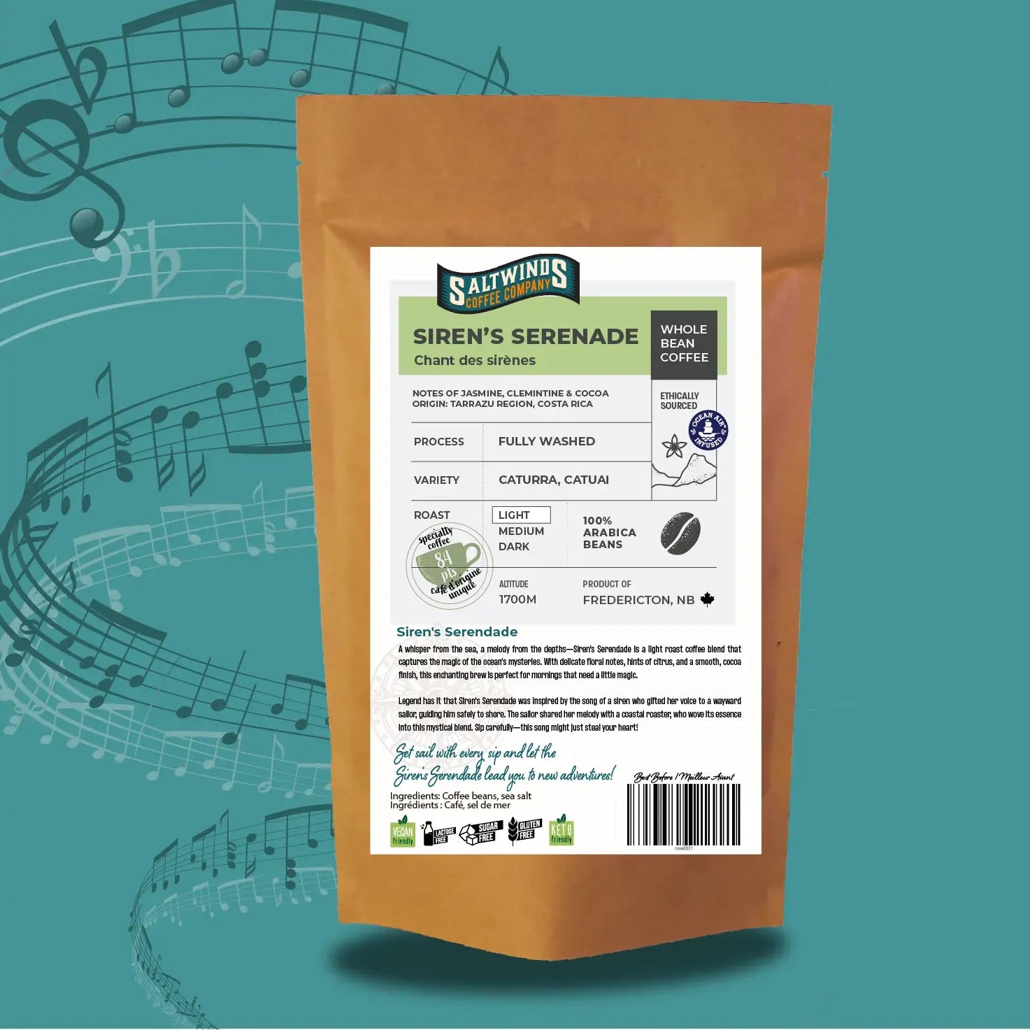 Siren's Serenade - Light Roast - Back Label