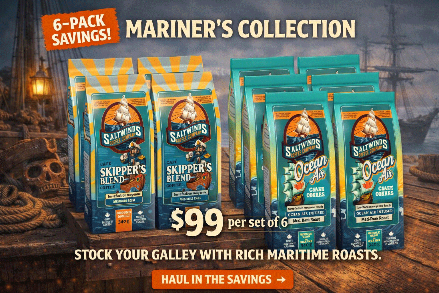 Skippers Blend medium grind - 6 pack